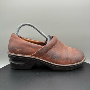 Born Peggy Leather Clogs Women’s 8.5 Brown Slip On Work Shoes